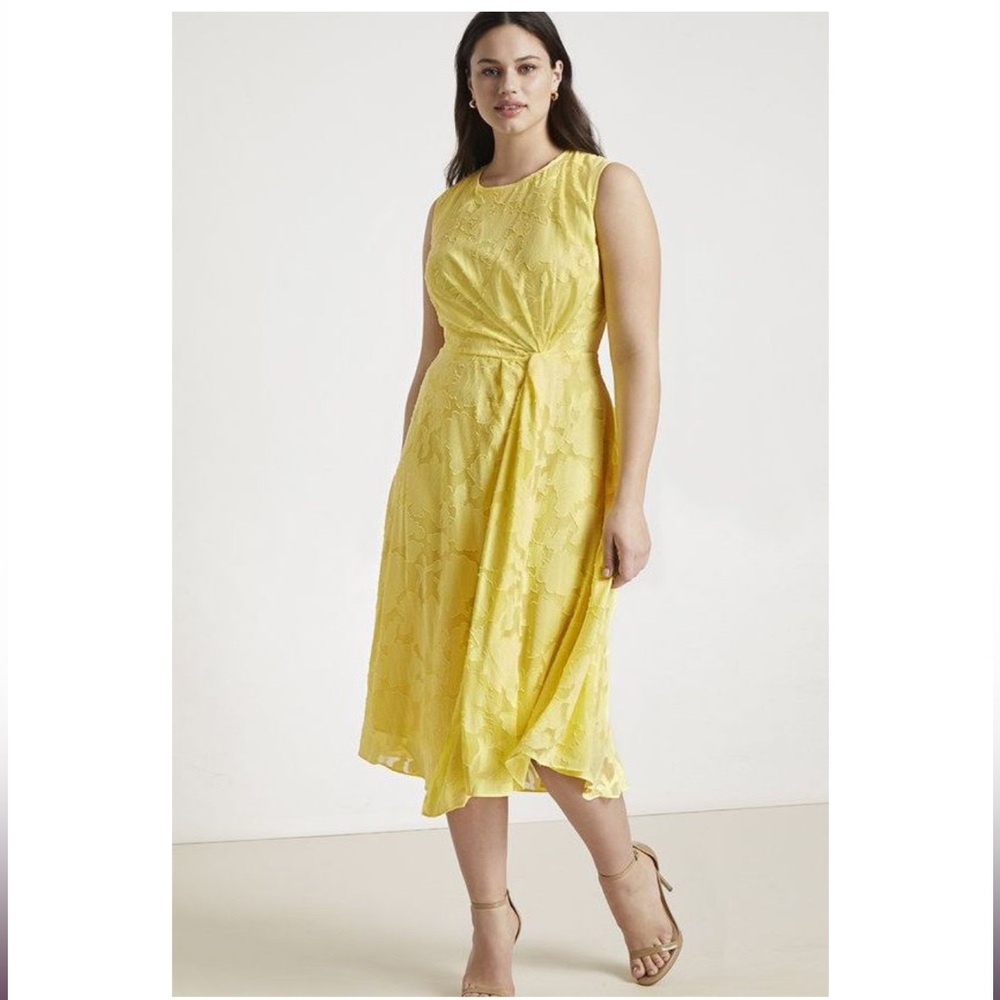 Jason Wu x ELOQUII Yellow Pleated Midi Dress